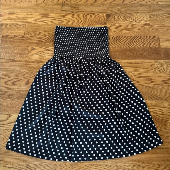Elegant Strapless Polka Dot Dress - Black and White - Picture 1 of 5